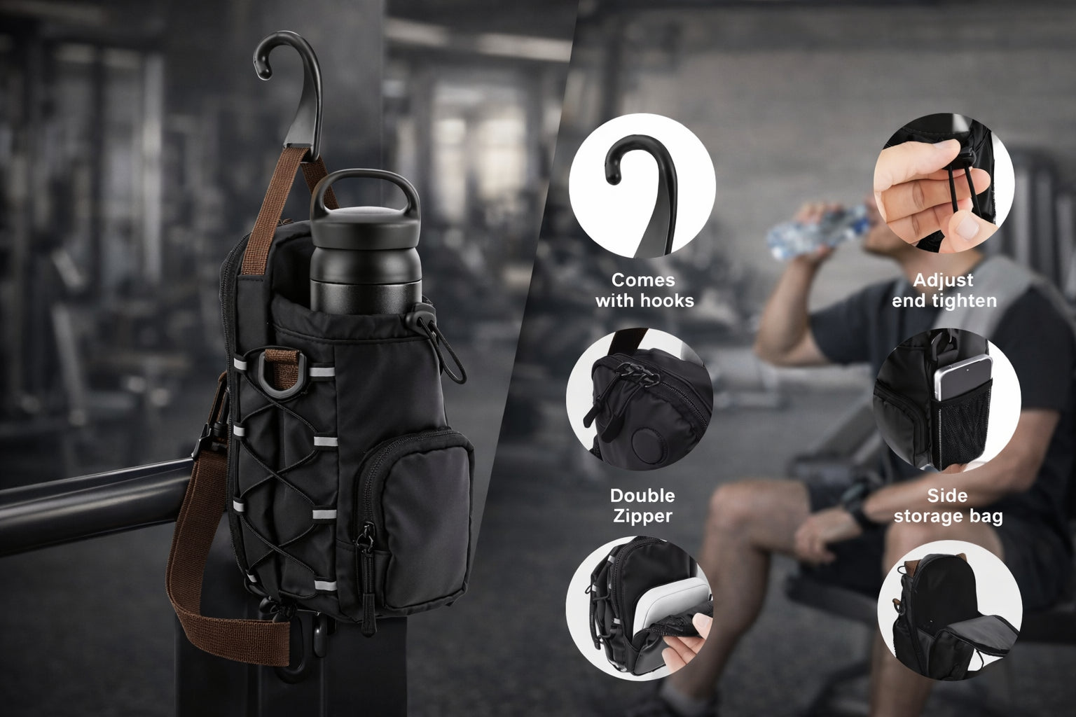 Magnetic Gym Bag with Bottle Holder